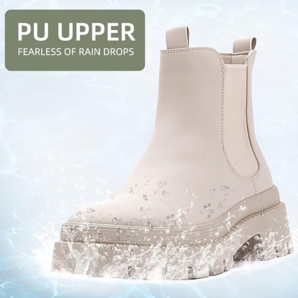 EETTARO Women's Low Heel Round Toe Elastic Ankle Chelsea/Moto Chunky Boots | NEW - Picture 6 of 13